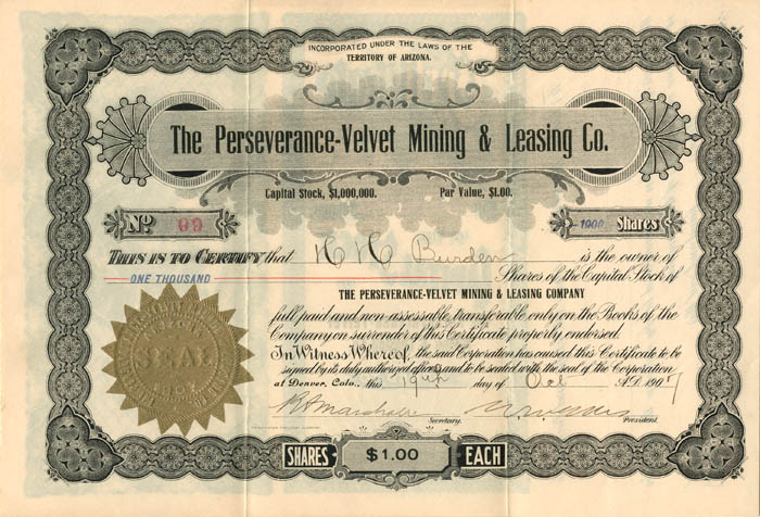 Perseverance-Velvet Mining and Leasing Co.